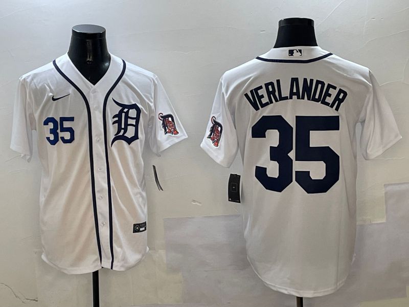 Men Detroit Tigers 35 Verlander White Game 2025 Nike MLB Jersey style 2